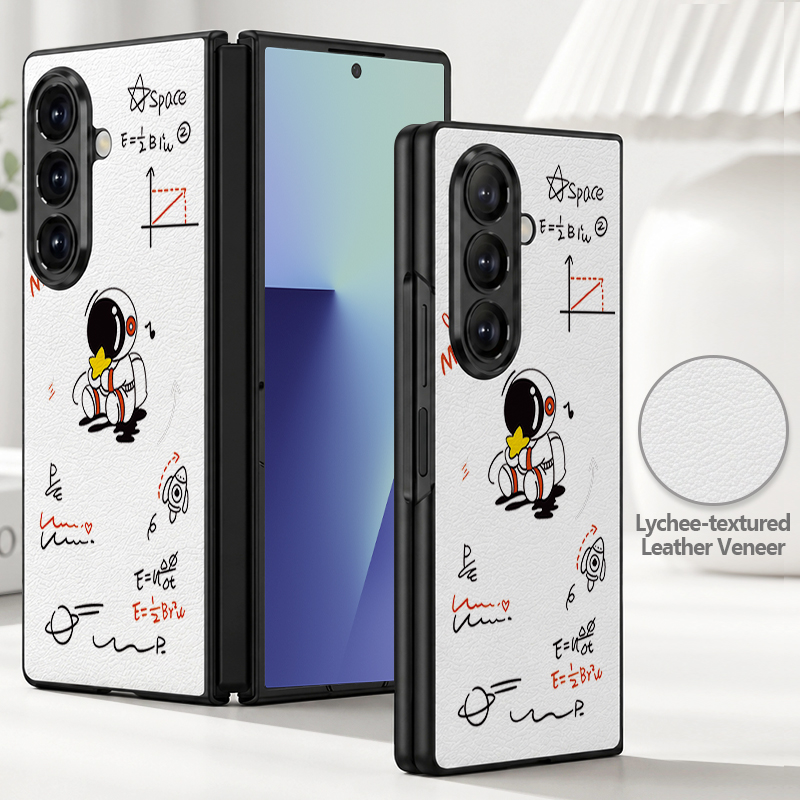 Phone Cases Leather - Cartoon Astronaut Printed PU Leather Phone