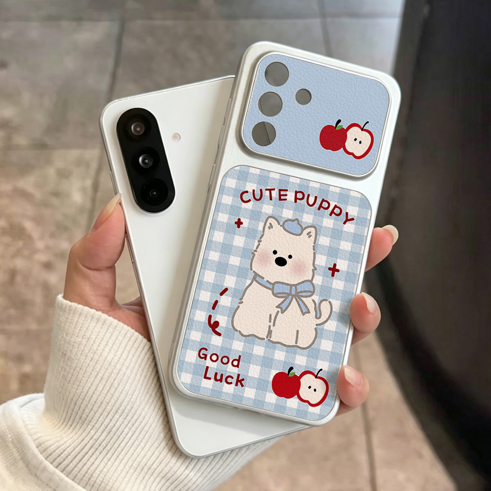 Blue Plaid Puppy Pattern Phone - Phone Cases Leather recension och pris