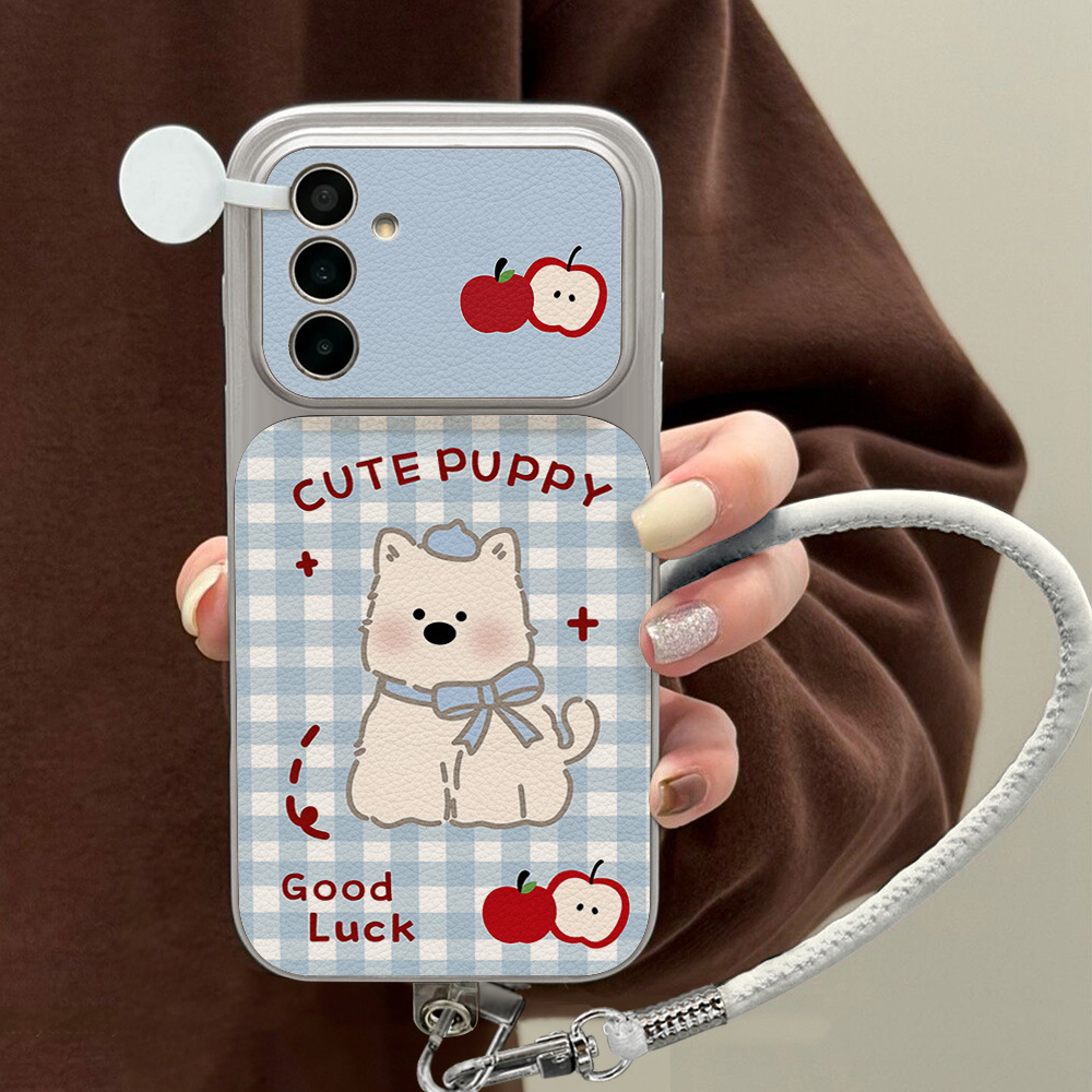 Blue Plaid Puppy Pattern Phone - Phone Cases Leather recension och pris