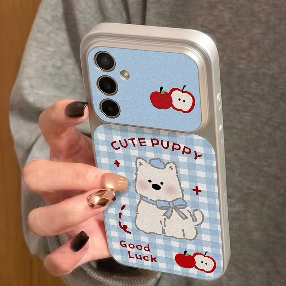 Blue Plaid Puppy Pattern Phone - Phone Cases Leather recension och pris
