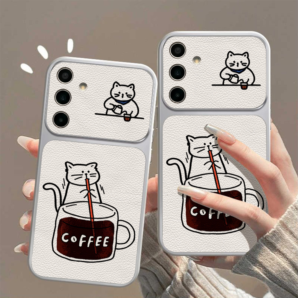 Coffee Cute Cat Phone Case For - Phone Cases Leather recension och pris