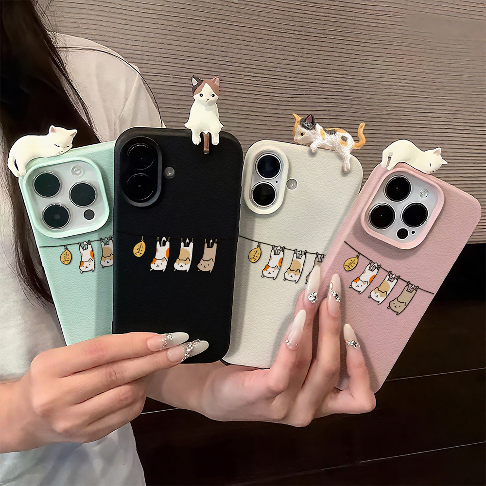 3D Cute Cartoon Cat Leather Ca - Phone Cases Leather recension och pris