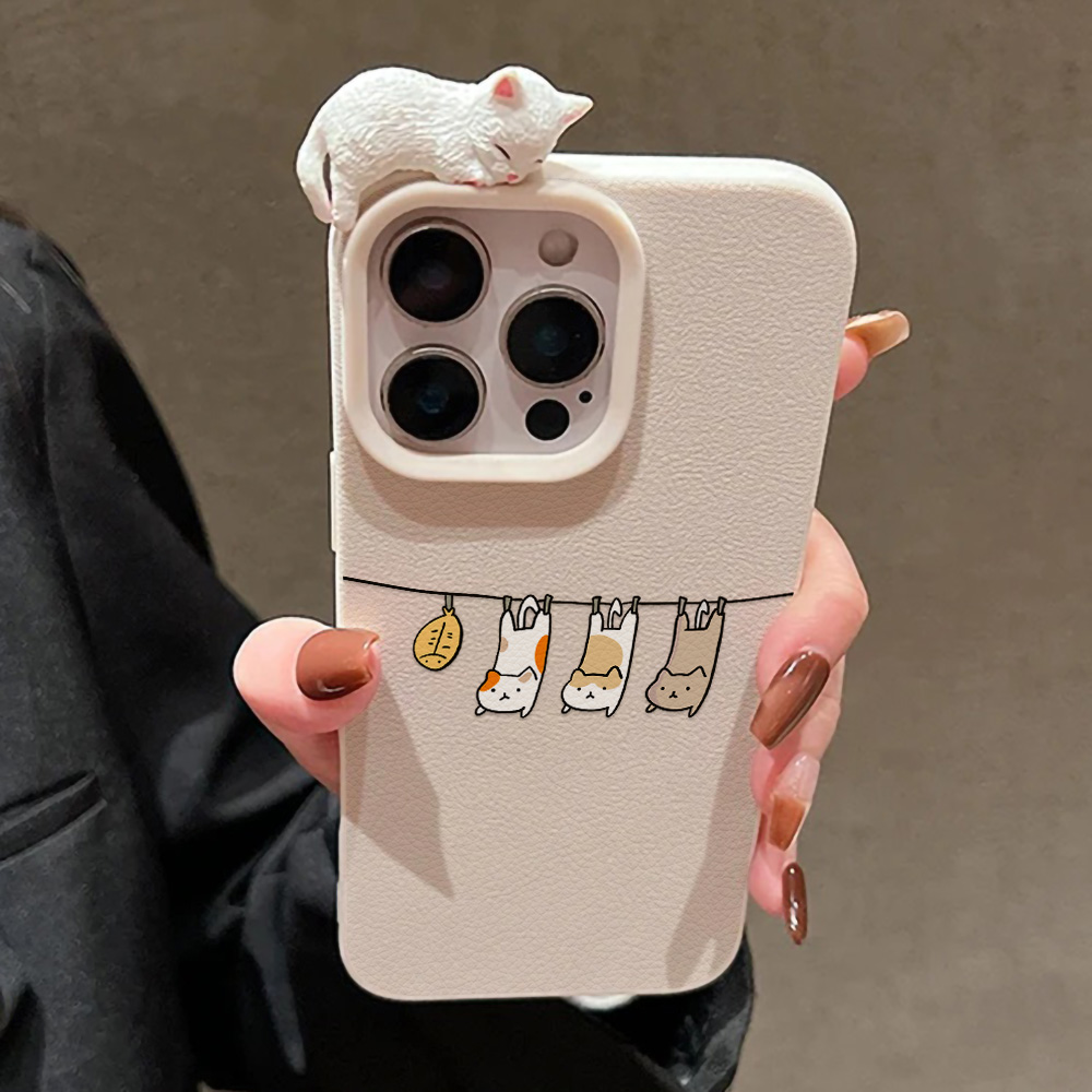3D Cute Cartoon Cat Leather Ca - Phone Cases Leather recension och pris