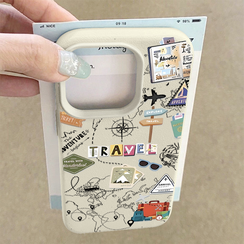 Travel Map Pattern Phone Case  - Phone Cases Leather recension och pris