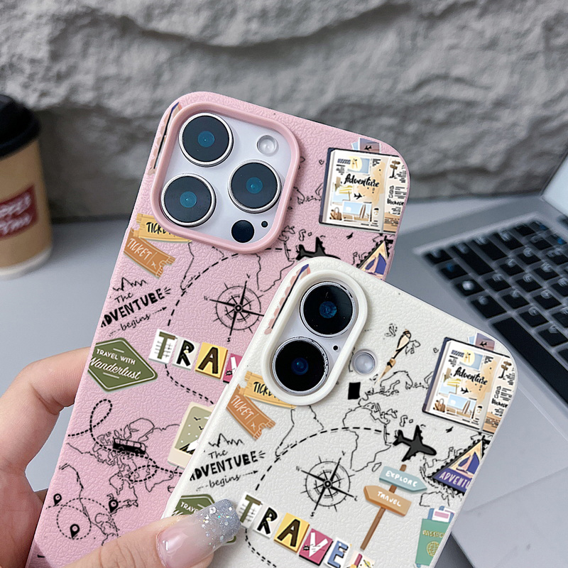 Travel Map Pattern Phone Case  - Phone Cases Leather recension och pris