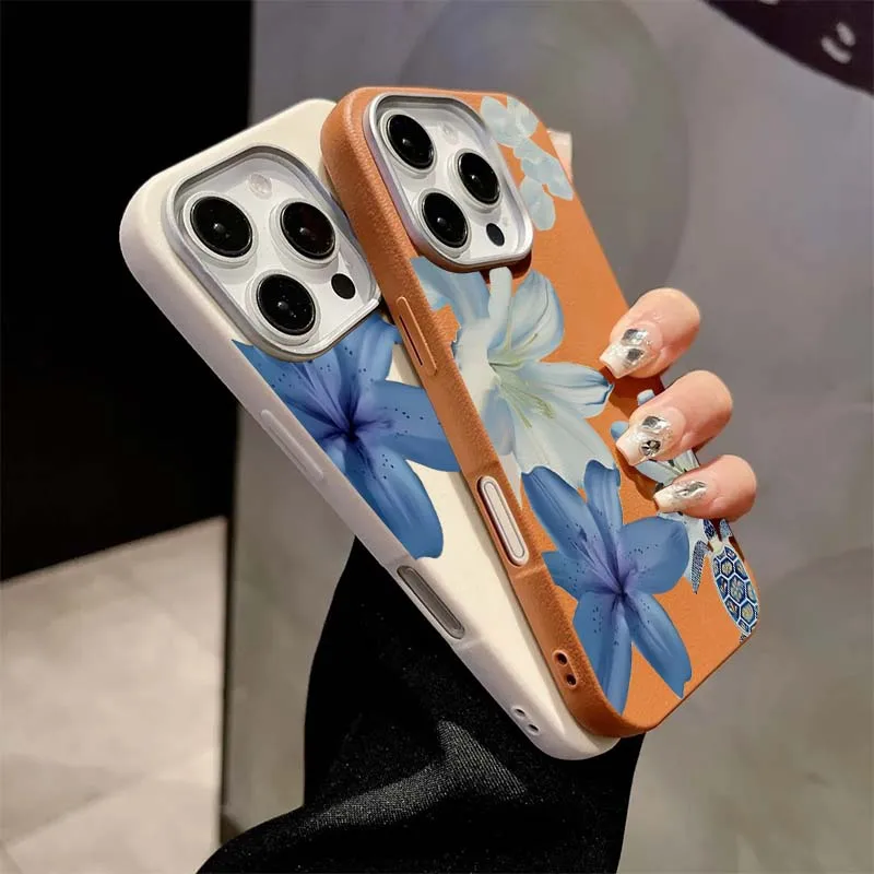 Elegant Blue Lily Fashion Patt - Phone Cases Blue recension och pris