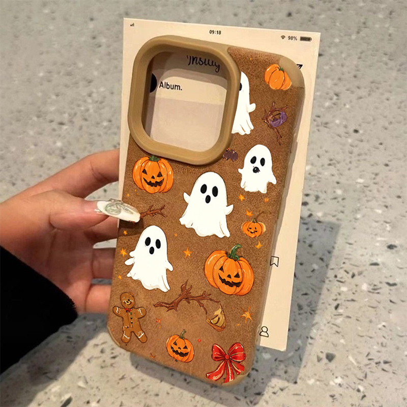 Halloween Cute Pumpkin Ghost P - Phone Cases Leather recension och pris