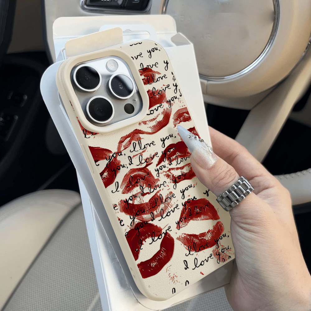 Bright Red Lips Leather Phone  - Phone Cases Leather recension och pris