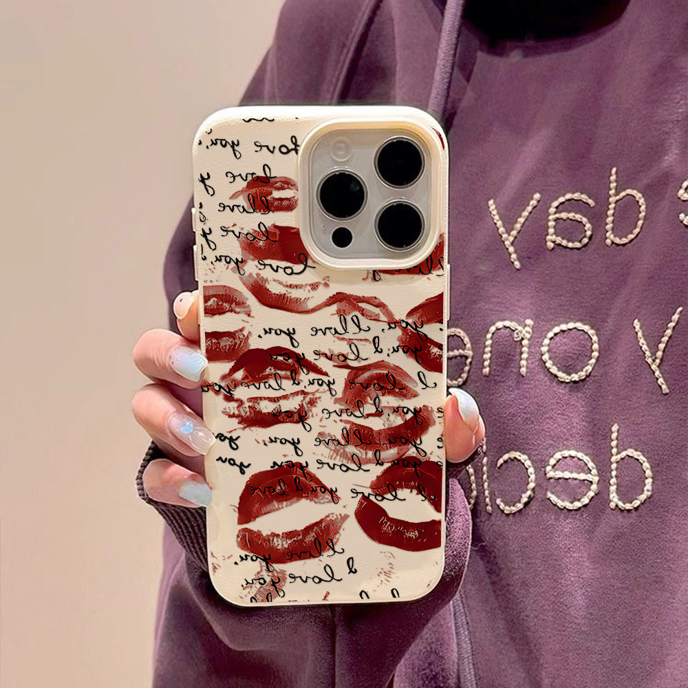 Bright Red Lips Leather Phone  - Phone Cases Leather recension och pris