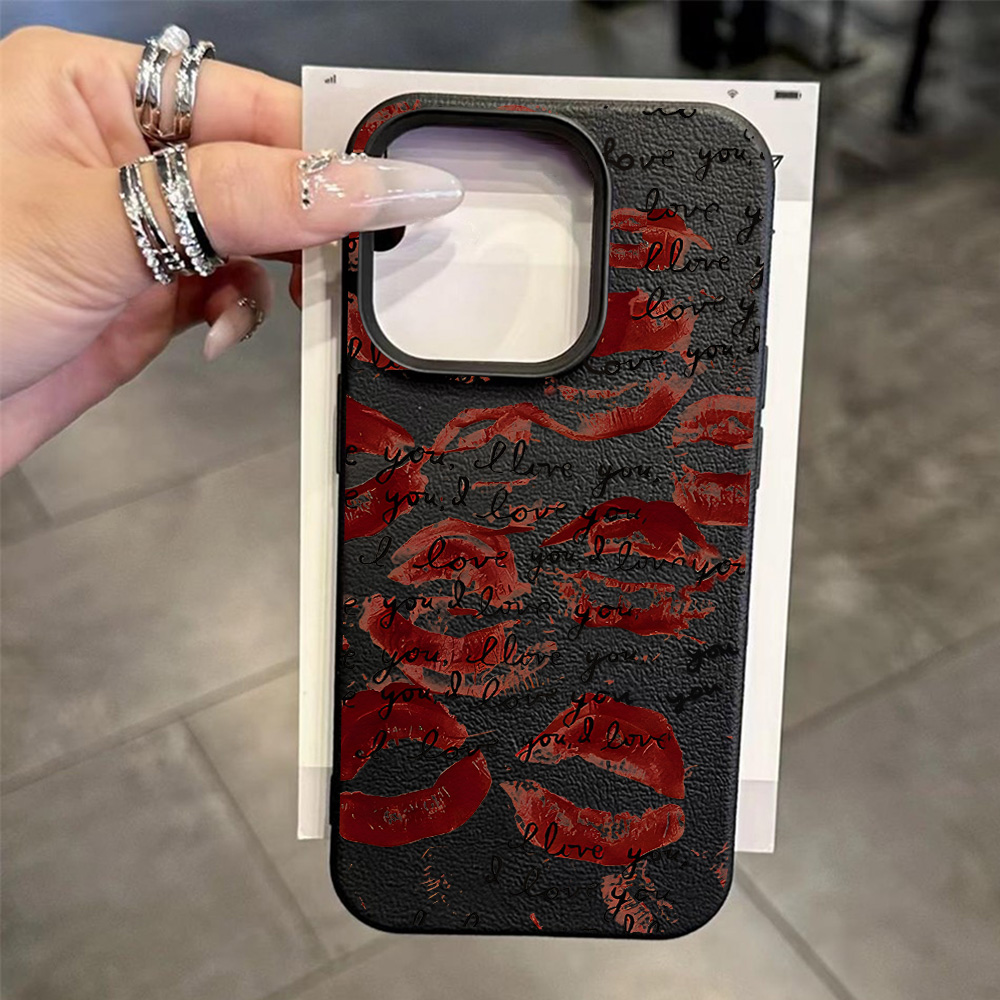 Bright Red Lips Leather Phone  - Phone Cases Leather recension och pris